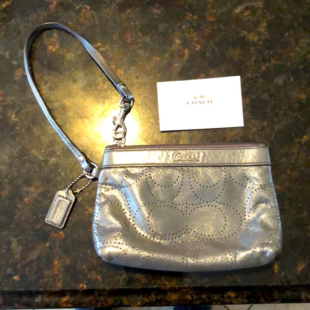 Coach silver wristlet